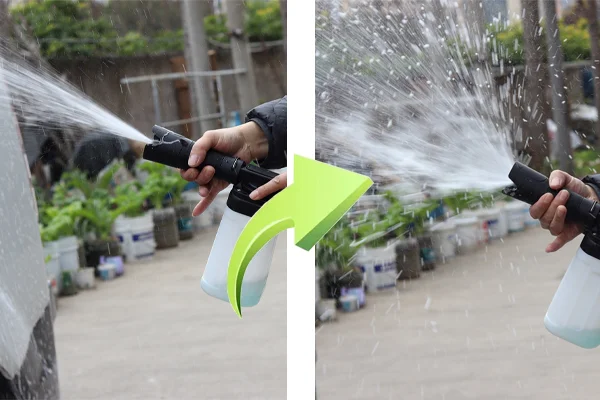Precision foam sprayer with adjustable nozzle and control features