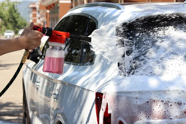 A standard home-use pressure washer easily making thick foam with a foam cannon